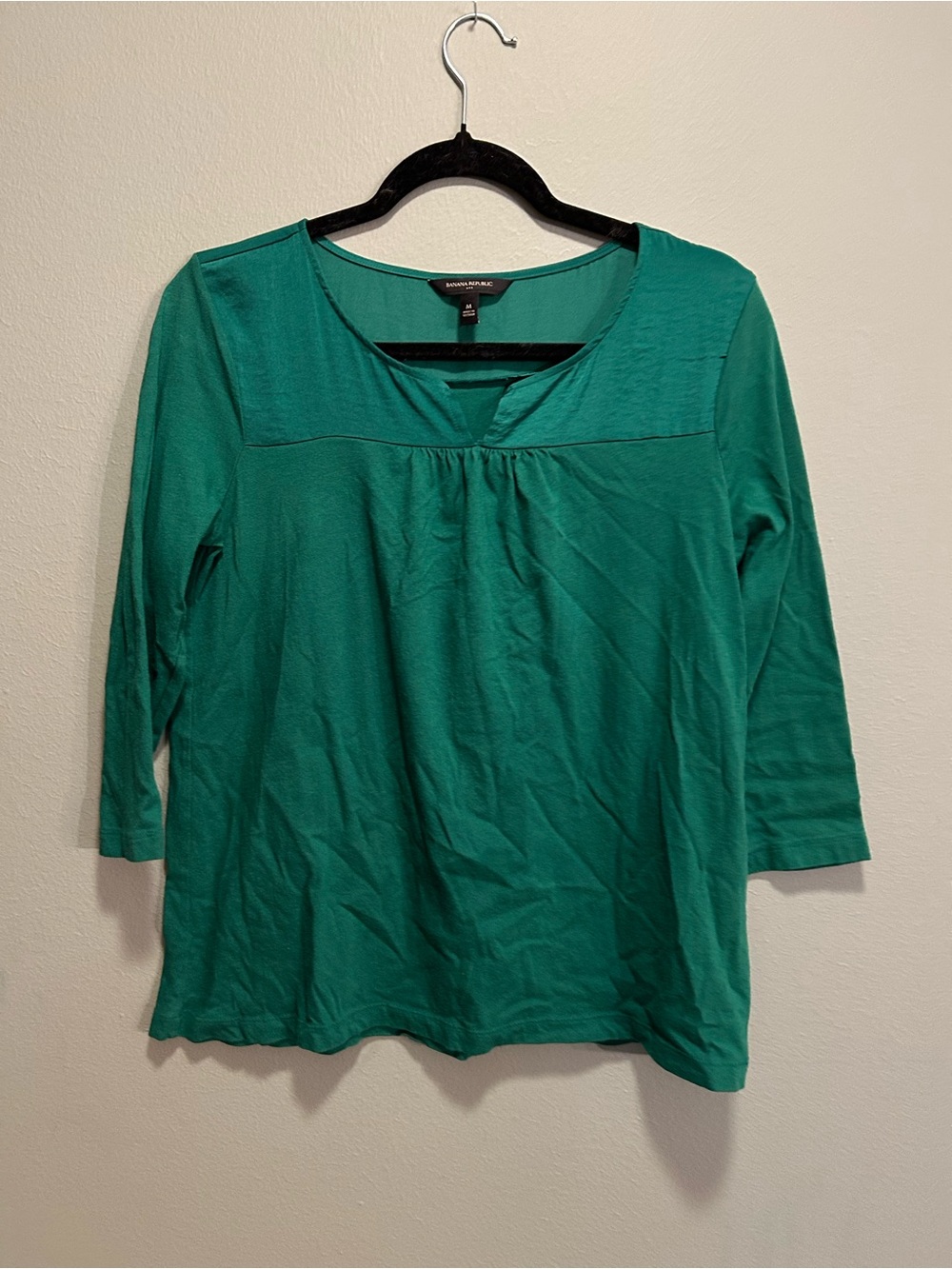 Banana Republic Women's Teal Scoop Neck 3/4 Sleeve Top